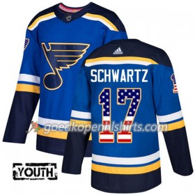 St. Louis Blues Jaden Schwartz 17 Adidas 2017-2018 Blauw USA Flag Fashion Authentic Shirt - Kinderen